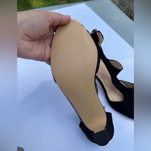 Women's Black Block Heeled Sandals, Fashion Cutout Design Back Zipper Sandals - Picture 12 of 14